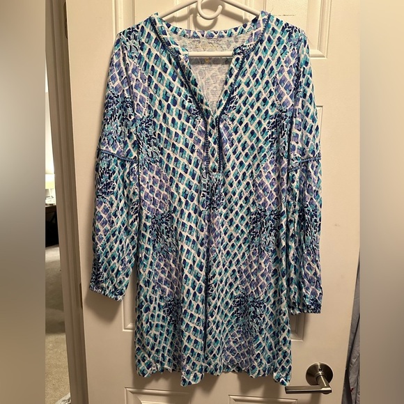 Lilly Pulitzer Joy Tunic Dress Pineapple Fringe size Medium - Picture 3 of 5